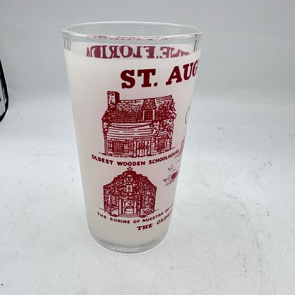 Vintage Florida St Augustine Souvenir Glass Frosted Tumbler Hazel Atlas MCM - Picture 3 of 9